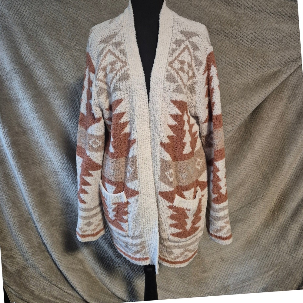 Loveriche Southwestern Popcorn Knit Cardigan Rust Cream Medium 12W1445LV-1